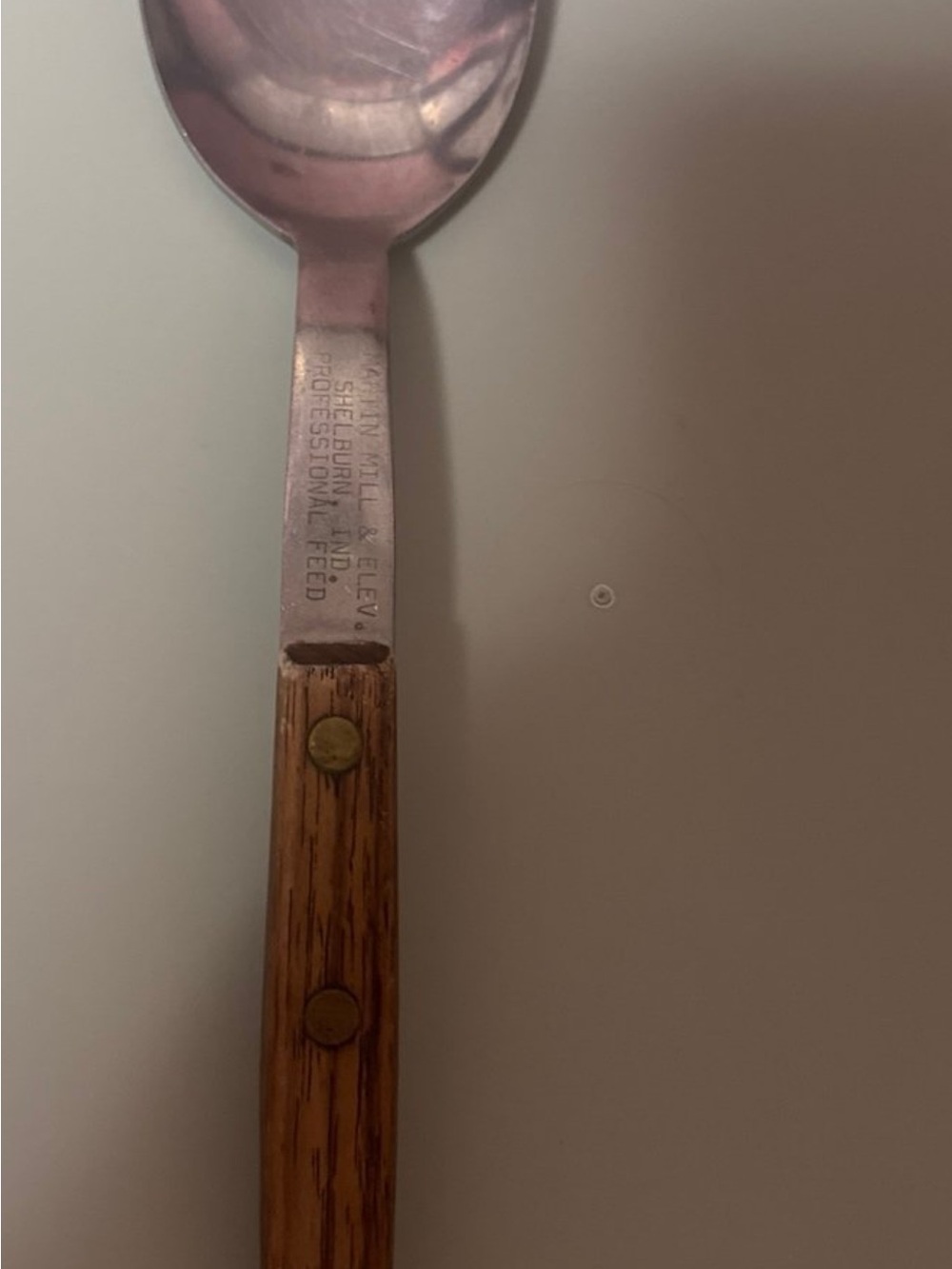 Professional Stainless Serving Spoon with Wooden Handle - Brown